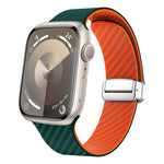 Carbon Fiber Magnetic Silver Buckle Watch Band, For Apple Watch Series 8 41mm, For Apple Watch Series 8 45mm, For Apple Watch SE 2022 40mm