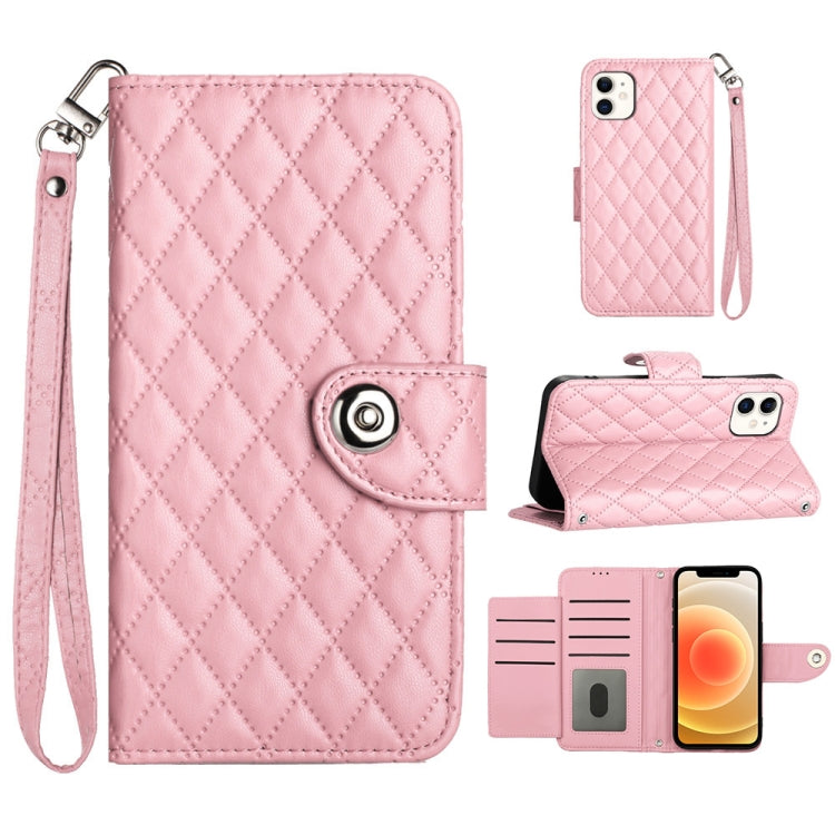 Rhombic Texture Flip Leather Phone Case with Lanyard, For iPhone 14 Pro Max, For iPhone SE 2022 / 2020 / 8 / 7, For iPhone 13 Pro Max, For iPhone 13 Pro, For iPhone 13, For iPhone 12 / 12 Pro, For iPhone 12 Pro Max, For iPhone 11 Pro Max