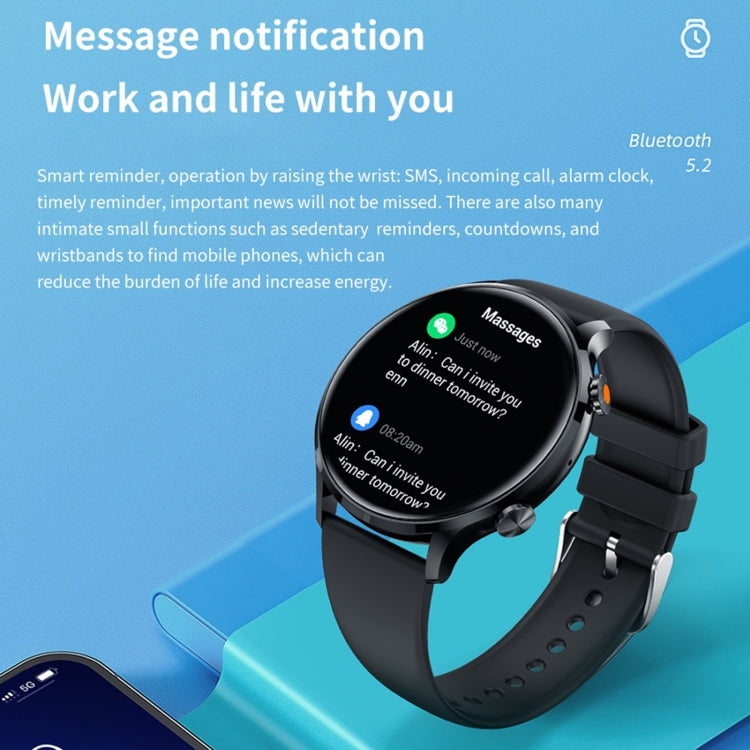 QS40 1.39 inch BT5.2 Smart Sport Watch, Support Bluetooth Call / Sleep / Blood Oxygen / Temperature / Heart Rate / Blood Pressure Health Monitor