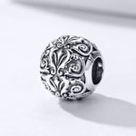 S925 Sterling Silver Retro Flower Texture Beads DIY Bracelet Necklace Accessories