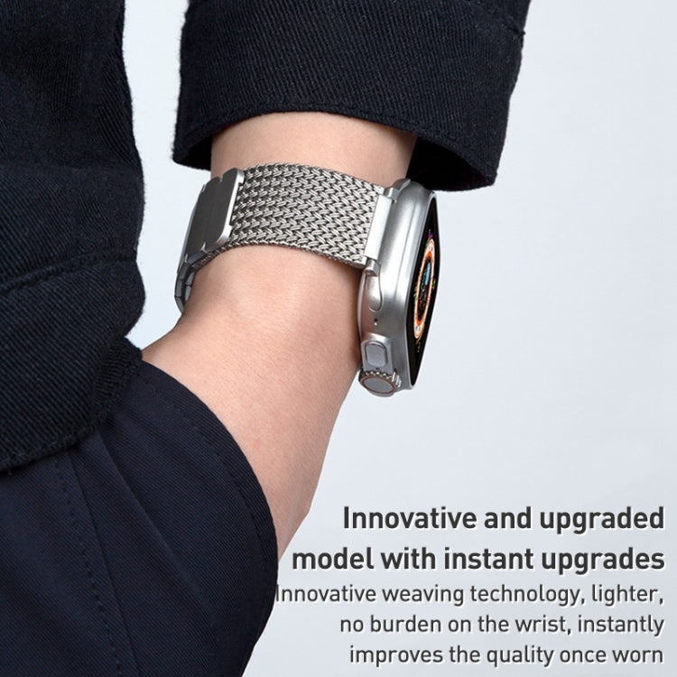 Magnetic Clasp Braided Chain Stainless Steel Watch Band, For Apple Watch SE 2023 44mm, For Apple Watch SE 2023 40mm, For Apple Watch Ultra 2 49mm, For Apple Watch Series 9 45mm, For Apple Watch Series 9 41mm, For Apple Watch Ultra 49mm                 ...