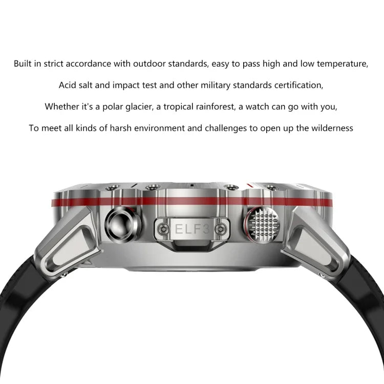ELF3 1.39 inch TFT Round Screen Outdoor Silicone Strap Smart Watch Supports Blood Oxygen Monitoring