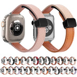 Slim Magnetic Buckle Genuine Leather Watch Band, For Apple Watch Series 9 41mm