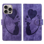 Pen Heart Cat Embossed Leather Phone Case, For iPhone 17 Pro Max, For iPhone 17 Pro, For iPhone 17, For iPhone Air, For iPhone 15 Pro Max, For iPhone 15 Pro, For iPhone 15 Plus, For iPhone 15