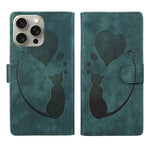 Pen Heart Cat Embossed Leather Phone Case, For iPhone 17 Pro Max, For iPhone 17 Pro, For iPhone 17, For iPhone Air, For iPhone 15 Pro Max, For iPhone 15 Pro, For iPhone 15 Plus, For iPhone 15