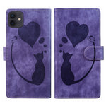 Pen Heart Cat Embossed Leather Phone Case, For iPhone 13 mini, For iPhone 12, For iPhone 12 Pro Max, For iPhone 12 Pro, For iPhone 12 mini, For iPhone 11 Pro Max, For iPhone 11, For iPhone 11 Pro