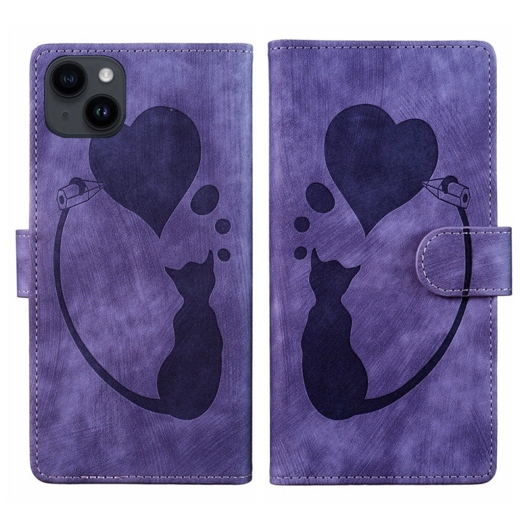 Pen Heart Cat Embossed Leather Phone Case, For iPhone 13 mini, For iPhone 12, For iPhone 12 Pro Max, For iPhone 12 Pro, For iPhone 12 mini, For iPhone 11 Pro Max, For iPhone 11, For iPhone 11 Pro