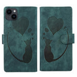 Pen Heart Cat Embossed Leather Phone Case, For iPhone 13 mini, For iPhone 12, For iPhone 12 Pro Max, For iPhone 12 Pro, For iPhone 12 mini, For iPhone 11 Pro Max, For iPhone 11, For iPhone 11 Pro