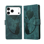 Pen Heart Cat Embossed Leather Phone Case, For iPhone 17 Pro Max, For iPhone 17 Pro, For iPhone 17, For iPhone Air, For iPhone 15 Pro Max, For iPhone 15 Pro, For iPhone 15 Plus, For iPhone 15