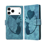 Pen Heart Cat Embossed Leather Phone Case, For iPhone 17 Pro Max, For iPhone 17 Pro, For iPhone 17, For iPhone Air, For iPhone 15 Pro Max, For iPhone 15 Pro, For iPhone 15 Plus, For iPhone 15