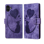 Pen Heart Cat Embossed Leather Phone Case, For iPhone 17 Pro Max, For iPhone 17 Pro, For iPhone 17, For iPhone Air, For iPhone 15 Pro Max, For iPhone 15 Pro, For iPhone 15 Plus, For iPhone 15