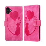 Pen Heart Cat Embossed Leather Phone Case, For iPhone 17 Pro Max, For iPhone 17 Pro, For iPhone 17, For iPhone Air, For iPhone 15 Pro Max, For iPhone 15 Pro, For iPhone 15 Plus, For iPhone 15
