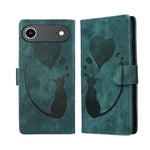 Pen Heart Cat Embossed Leather Phone Case, For iPhone 17 Pro Max, For iPhone 17 Pro, For iPhone 17, For iPhone Air, For iPhone 15 Pro Max, For iPhone 15 Pro, For iPhone 15 Plus, For iPhone 15