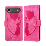 Pen Heart Cat Embossed Leather Phone Case, For iPhone 17 Pro Max, For iPhone 17 Pro, For iPhone 17, For iPhone Air, For iPhone 15 Pro Max, For iPhone 15 Pro, For iPhone 15 Plus, For iPhone 15