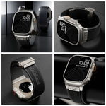 Vertical Texture Titanium Buckle Elastic Silicone Watch Band, For Apple Watch Series 10 46mm, For Apple Watch Series 10 42mm, For Apple Watch SE 2023 44mm, For Apple Watch Ultra 2 49mm, For Apple Watch Series 9 45mm, For Apple Watch Ultra 49mm         ...