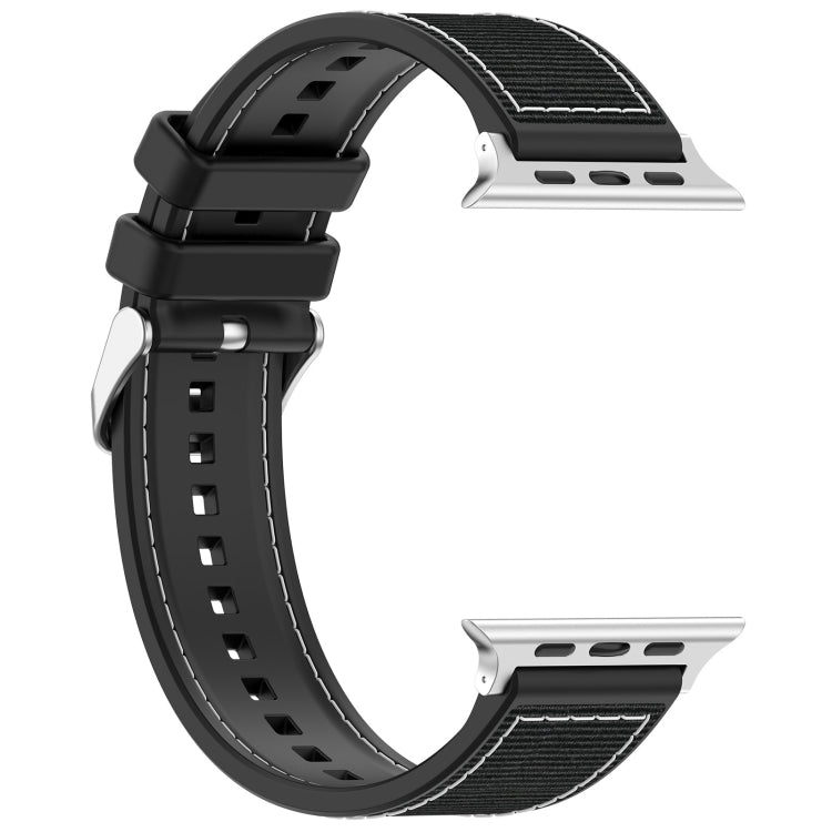 Ordinary Buckle Hybrid Nylon Braid Silicone Watch Band, For Apple Watch SE 40mm, For Apple Watch SE 44mm, For Apple Watch Series 6 40mm, For Apple Watch Series 6 44mm, For Apple Watch Series 5 44mm, For Apple Watch Series 5 40mm                        ...