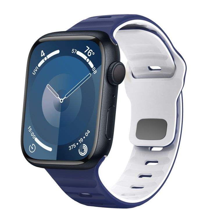 Wave Texture Reverse Buckle Silicone Watch Band, For Apple Watch Ultra 2 49mm, For Apple Watch Series 9 45mm, For Apple Watch Series 9 41mm, For Apple Watch Ultra 49mm