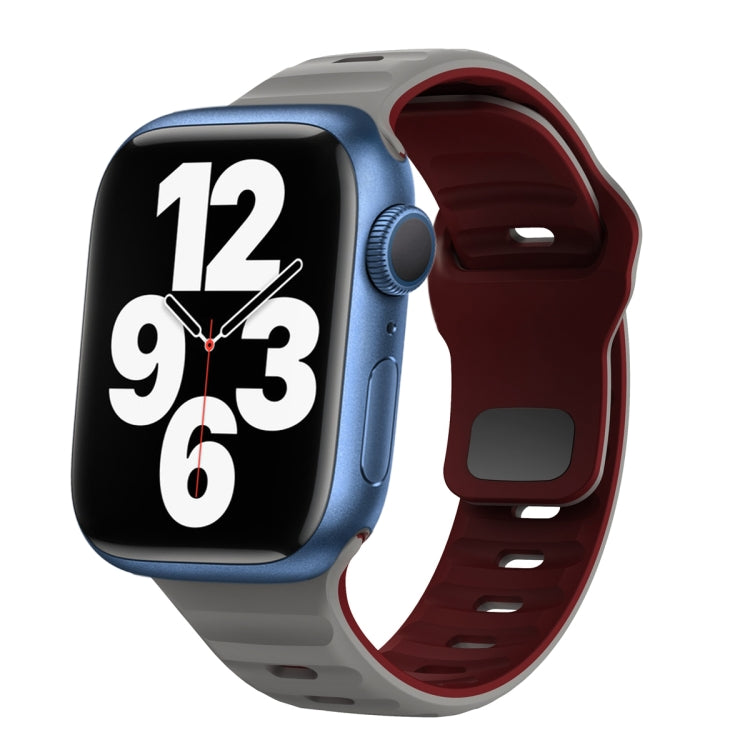 Wave Texture Reverse Buckle Silicone Watch Band, For Apple Watch Series 7 41mm, For Apple Watch Series 7 45mm, For Apple Watch SE 40mm, For Apple Watch SE 44mm
