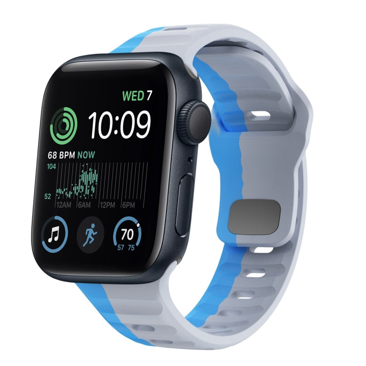 Wave Texture Reverse Buckle Silicone Watch Band, For Apple Watch Series 7 41mm, For Apple Watch Series 7 45mm, For Apple Watch SE 40mm, For Apple Watch SE 44mm