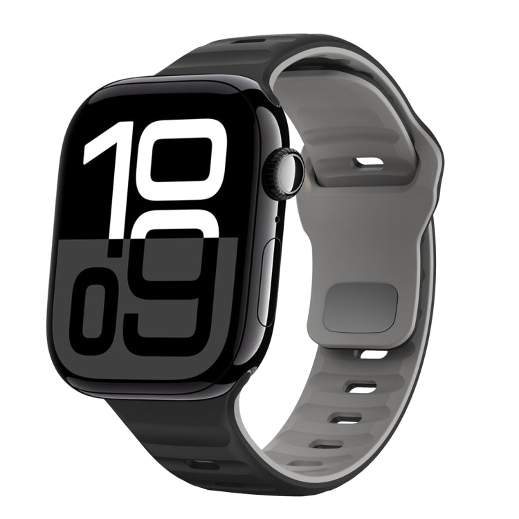 Wave Texture Reverse Buckle Silicone Watch Band, For Apple Watch Series 10 46mm, For Apple Watch Series 10 42mm, For Apple Watch SE 2023 44mm, For Apple Watch SE 2023 40mm