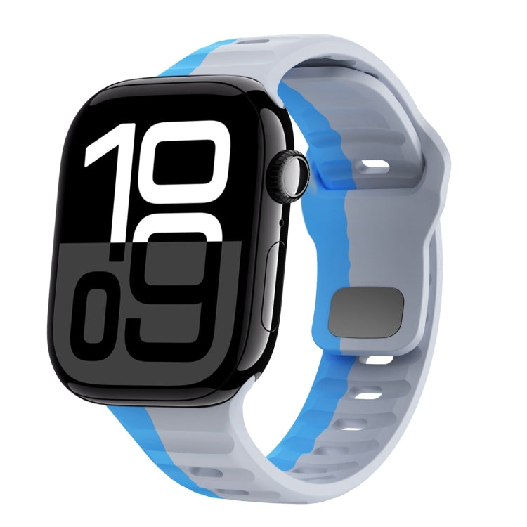Wave Texture Reverse Buckle Silicone Watch Band, For Apple Watch Series 10 46mm, For Apple Watch Series 10 42mm, For Apple Watch SE 2023 44mm, For Apple Watch SE 2023 40mm