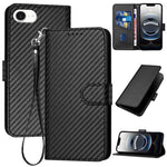 YX0070 Carbon Fiber Buckle Leather Phone Case with Lanyard, For iPhone 17e / 16e, For iPhone 17 Pro Max, For iPhone 17 Pro, For iPhone 17, For iPhone Air, For iPhone 16 Pro Max