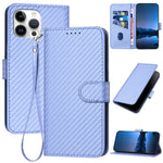 YX0070 Carbon Fiber Buckle Leather Phone Case with Lanyard, For iPhone 13 Pro Max, For iPhone 13 Pro, For iPhone 13, For iPhone 13 mini, For iPhone 12 / 12 Pro, For iPhone 12 Pro Max