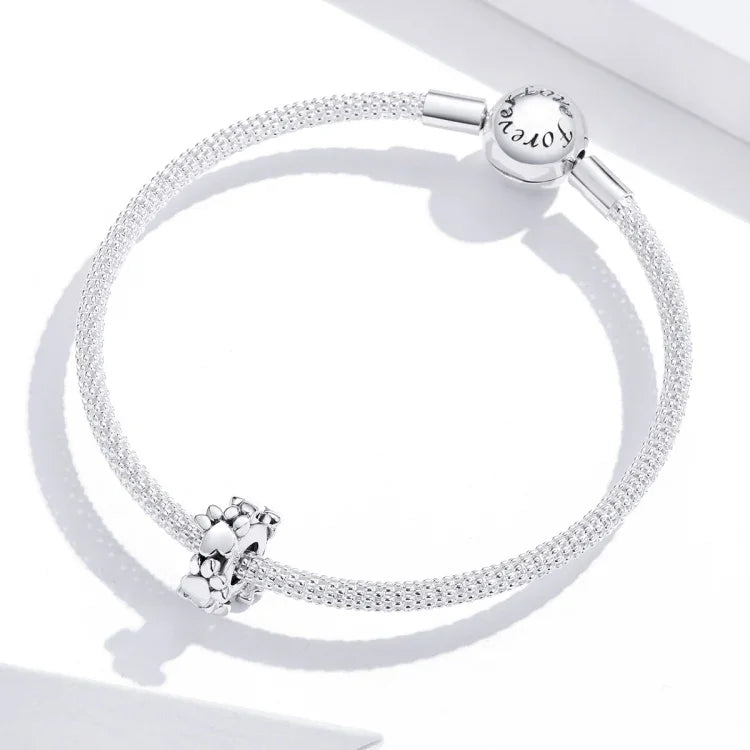 Heart Shaped Beaded Bracelet Accessories Sterling Silver S925 Separate Beads Love Footprints Loose Beads