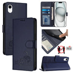 Cat Rat Embossed Pattern RFID Leather Phone Case with Lanyard, For iPhone XR, For iPhone XS Max, For iPhone 8 Plus / 7 Plus