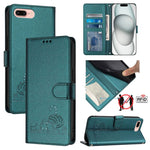 Cat Rat Embossed Pattern RFID Leather Phone Case with Lanyard, For iPhone XR, For iPhone XS Max, For iPhone 8 Plus / 7 Plus