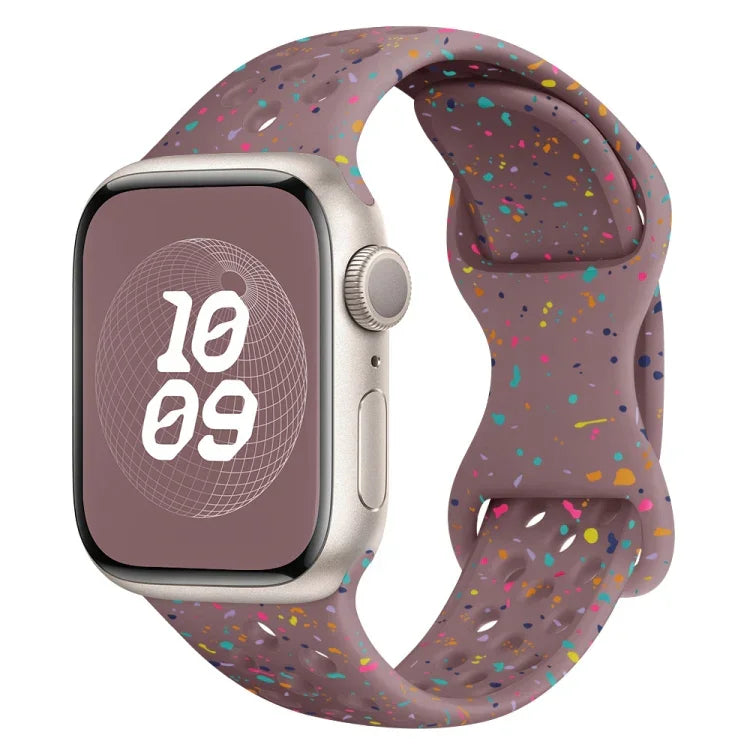 Hole Style Butterfly Buckle Camouflage Silicone Watch Band, For Apple Watch Series 10 46mm, For Apple Watch Series 10 42mm, For Apple Watch SE 2023 44mm, For Apple Watch SE 2023 40mm