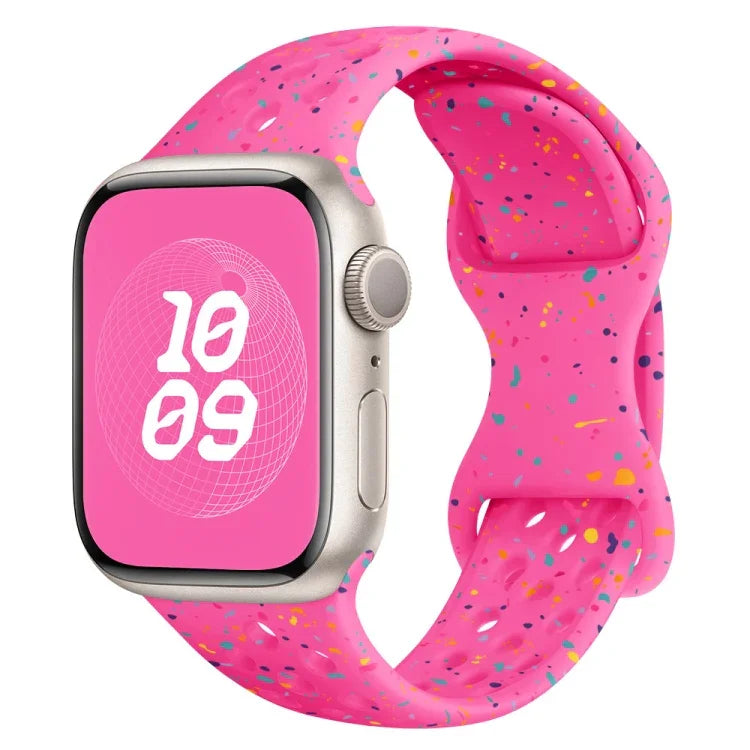 Hole Style Butterfly Buckle Camouflage Silicone Watch Band, For Apple Watch Series 10 46mm, For Apple Watch Series 10 42mm, For Apple Watch SE 2023 44mm, For Apple Watch SE 2023 40mm