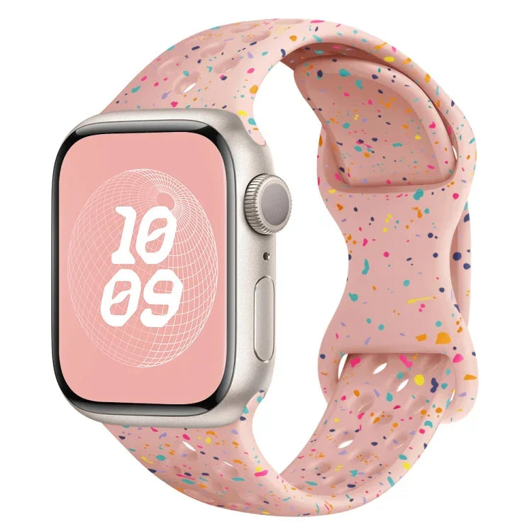 Hole Style Butterfly Buckle Camouflage Silicone Watch Band, For Apple Watch Series 8 41mm, For Apple Watch Series 8 45mm, For Apple Watch SE 2022 40mm, For Apple Watch SE 2022 44mm