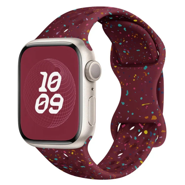 Hole Style Butterfly Buckle Camouflage Silicone Watch Band, For Apple Watch Series 8 41mm, For Apple Watch Series 8 45mm, For Apple Watch SE 2022 40mm, For Apple Watch SE 2022 44mm