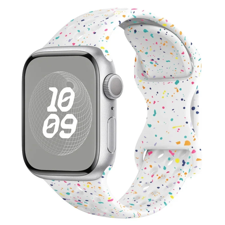 Hole Style Butterfly Buckle Camouflage Silicone Watch Band, For Apple Watch Series 7 41mm, For Apple Watch Series 7 45mm, For Apple Watch SE 40mm, For Apple Watch SE 44mm