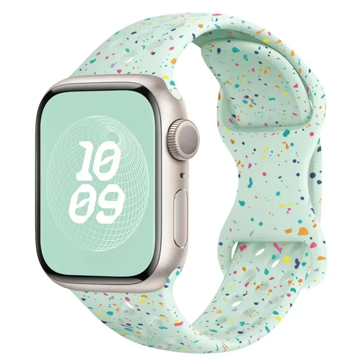Hole Style Butterfly Buckle Camouflage Silicone Watch Band, For Apple Watch Series 7 41mm, For Apple Watch Series 7 45mm, For Apple Watch SE 40mm, For Apple Watch SE 44mm