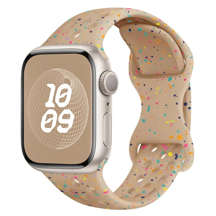 Hole Style Butterfly Buckle Camouflage Silicone Watch Band, For Apple Watch Series 7 41mm, For Apple Watch Series 7 45mm, For Apple Watch SE 40mm, For Apple Watch SE 44mm