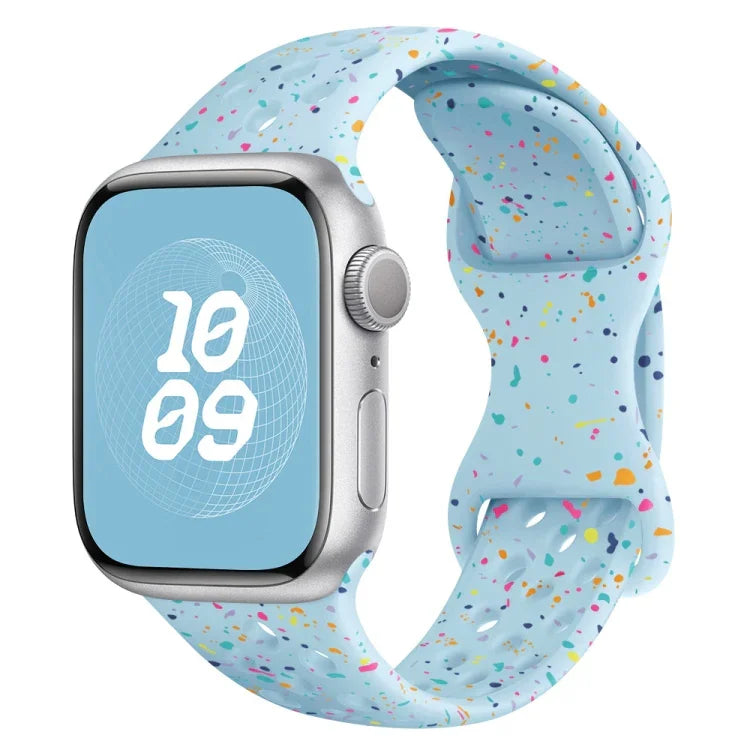 Hole Style Butterfly Buckle Camouflage Silicone Watch Band, For Apple Watch Series 4 44mm, For Apple Watch Series 4 40mm, For Apple Watch Series 3 38mm, For Apple Watch Series 3 42mm
