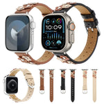 Stitched Flower Leather Watch Band, For Apple Watch Series 5 44mm, For Apple Watch Series 5 40mm, For Apple Watch Series 4 44mm, For Apple Watch Series 4 40mm, For Apple Watch Series 3 38mm, For Apple Watch Series 3 42mm, For Apple Watch Series 2 42mm ...