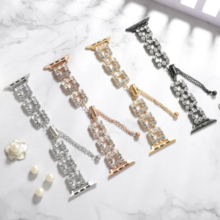 Rhinestone Metal Bracelet Watch Band, For Apple Watch SE 40mm, For Apple Watch SE 44mm, For Apple Watch Series 6 40mm, For Apple Watch Series 6 44mm, For Apple Watch Series 5 44mm, For Apple Watch Series 5 40mm, For Apple Watch Series 4 44mm           ...