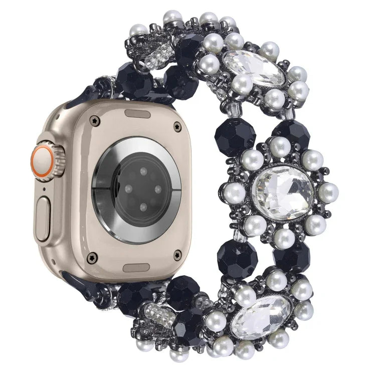 Beaded Pearl Gemstone Bracelet Watch Band, For Apple Watch SE 2023 44mm, For Apple Watch SE 2023 40mm, For Apple Watch Ultra 2 49mm, For Apple Watch Series 9 45mm, For Apple Watch Series 9 41mm, For Apple Watch Ultra 49mm, For Apple Watch Series 8 41mm...