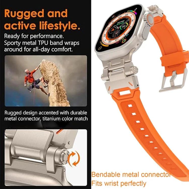 Stainless Steel Connector TPU Watch Band, For Apple Watch Series 9 45mm, For Apple Watch Ultra 49mm