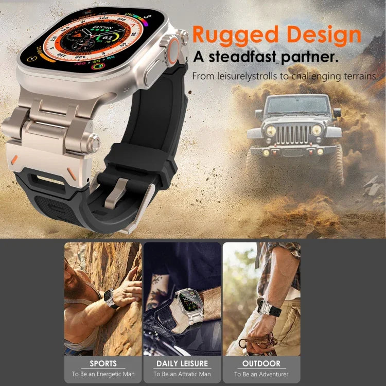 Stainless Steel Connector TPU Watch Band, For Apple Watch Series 9 45mm, For Apple Watch Ultra 49mm