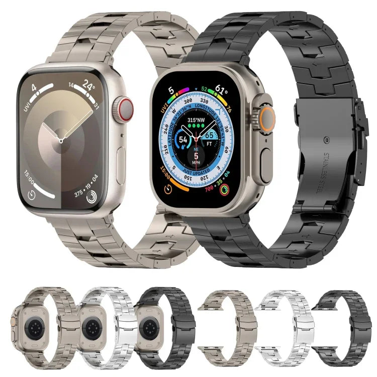 Rice Ears Safety Buckle Titanium Alloy Watch Band, For Apple Watch Series 5 44mm, For Apple Watch Series 4 44mm, For Apple Watch Series 3 42mm