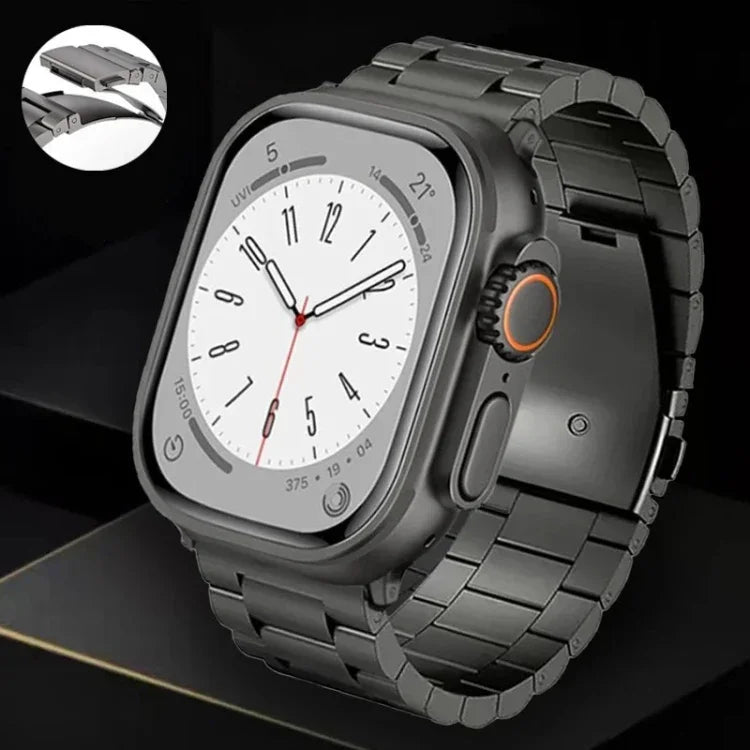 3-Bead Flat Buckle Titanium Alloy Watch Band, For Apple Watch Series 5 44mm, For Apple Watch Series 5 40mm, For Apple Watch Series 4 44mm, For Apple Watch Series 4 40mm, For Apple Watch Series 3 38mm, For Apple Watch Series 3 42mm