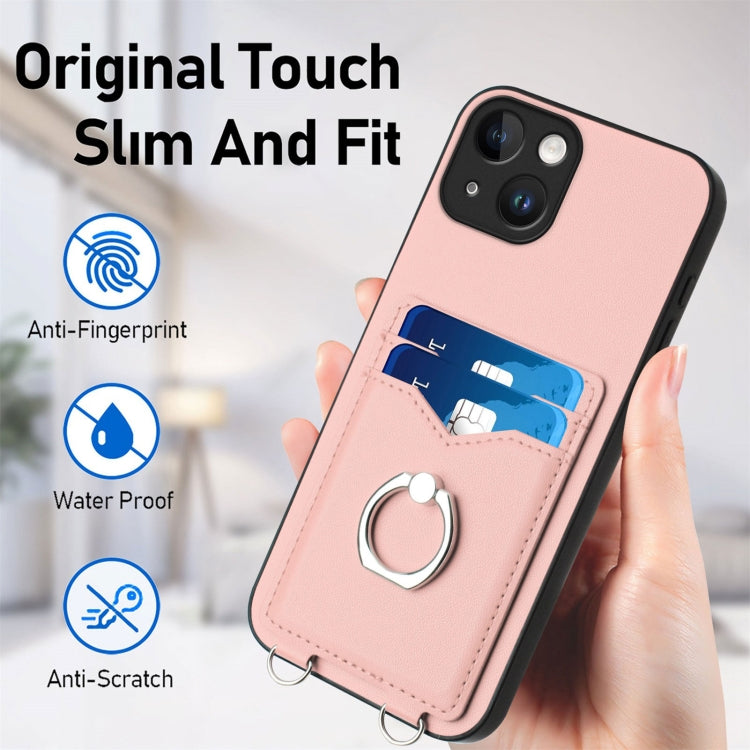 R20 Crossbody Rope Ring Card Holder Phone Case, For iPhone 13 mini, For iPhone 12, For iPhone 12 Pro Max, For iPhone 12 Pro, For iPhone 12 mini, For iPhone 11 Pro Max, For iPhone 11, For iPhone 11 Pro