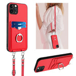 R20 Crossbody Rope Ring Card Holder Phone Case, For iPhone 13 mini, For iPhone 12, For iPhone 12 Pro Max, For iPhone 12 Pro, For iPhone 12 mini, For iPhone 11 Pro Max, For iPhone 11, For iPhone 11 Pro