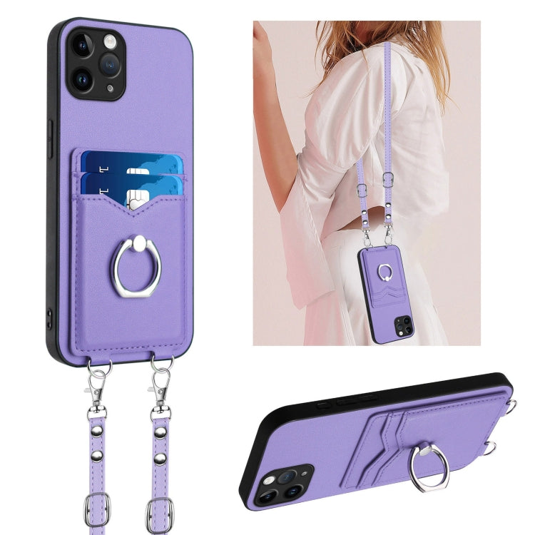 R20 Crossbody Rope Ring Card Holder Phone Case, For iPhone 13 mini, For iPhone 12, For iPhone 12 Pro Max, For iPhone 12 Pro, For iPhone 12 mini, For iPhone 11 Pro Max, For iPhone 11, For iPhone 11 Pro