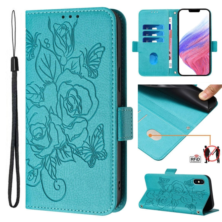 Embossed Rose RFID Anti-theft Leather Phone Case, For iPhone 11 Pro Max, For iPhone 11, For iPhone 11 Pro, For iPhone XS / X, For iPhone XR, For iPhone XS Max, For iPhone 8 Plus / 7 Plus