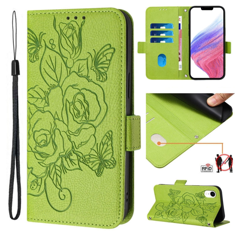 Embossed Rose RFID Anti-theft Leather Phone Case, For iPhone 11 Pro Max, For iPhone 11, For iPhone 11 Pro, For iPhone XS / X, For iPhone XR, For iPhone XS Max, For iPhone 8 Plus / 7 Plus